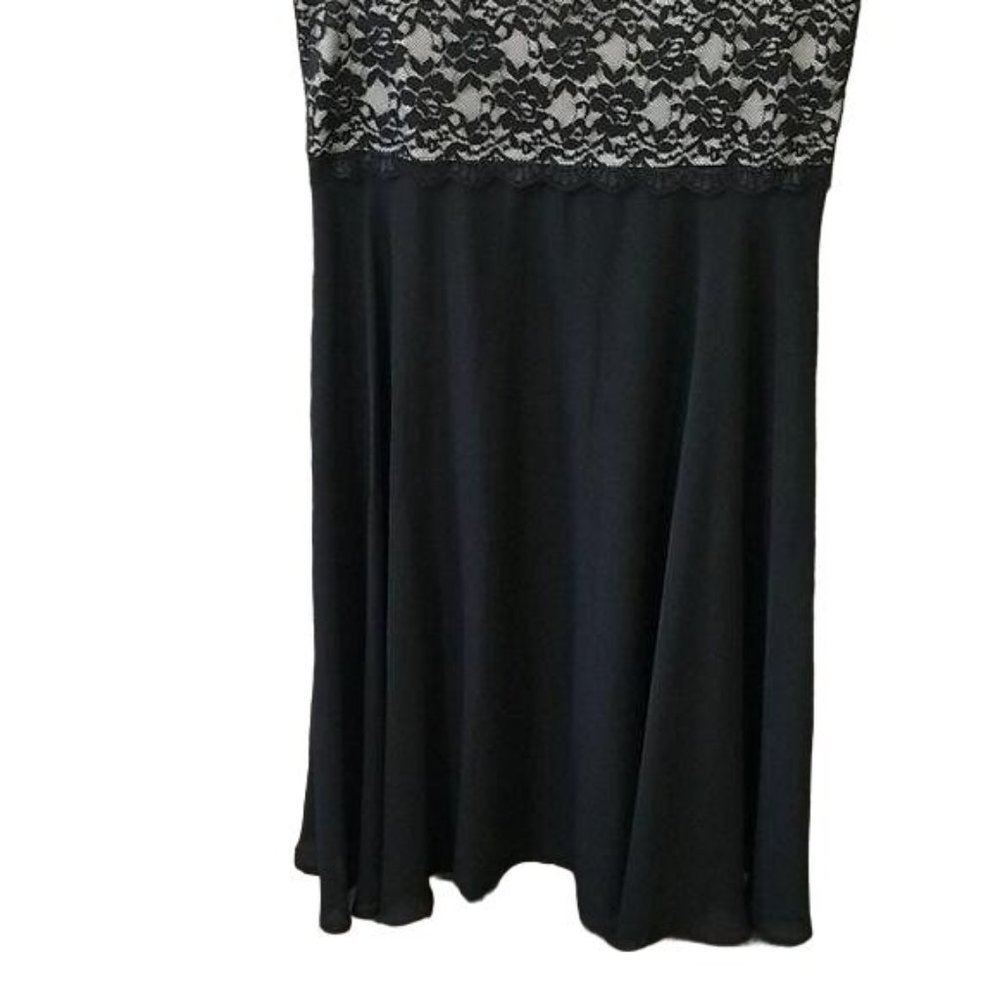 Connected Apparel Size 10 Dress Chiffon Lace Waist Fit Flare Midi Capsule Ivory - Picture 4 of 6